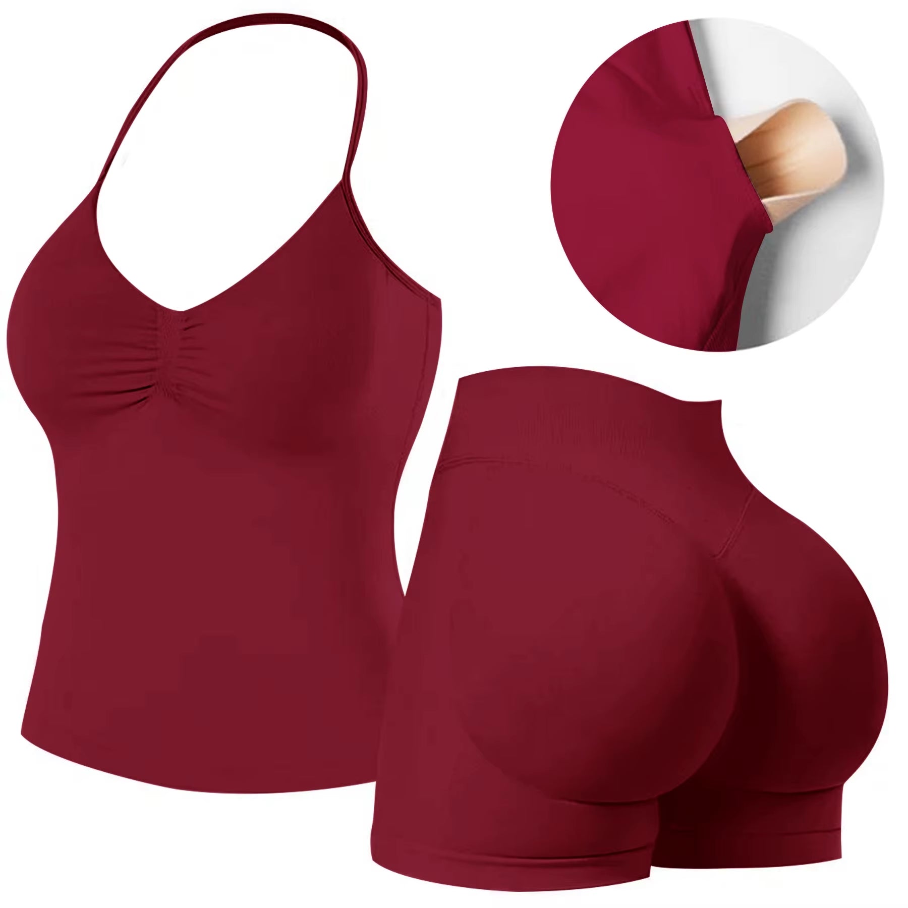Workout Sets for Women 2 Pieces, Strappy Top Women'S Halter Workout Tank Tops+Scrunch Butt Lifting Booty Gym Yoga Biker Shorts
